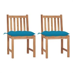 vidaXL Patio Chairs 2 pcs with Cushions Solid Teak Wood