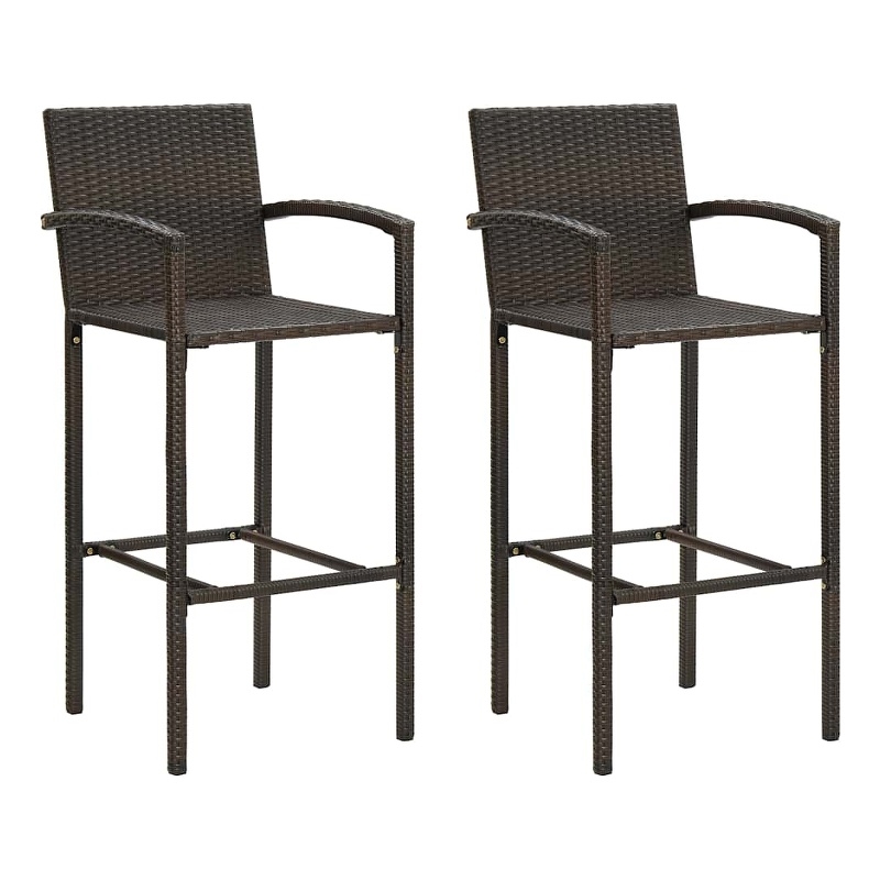 vidaXL Bar Stools 2 pcs Brown Poly Rattan