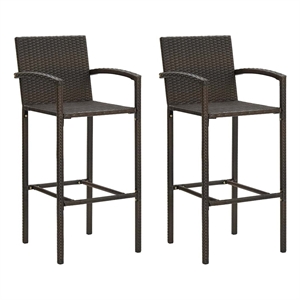 vidaXL Bar Stools 2 pcs Brown Poly Rattan