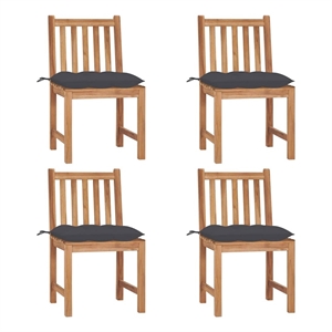 vidaXL Patio Chairs 4 pcs with Cushions Solid Teak Wood