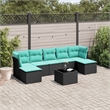 vidaXL 8 Piece Patio Sofa Set with Cushions Black Poly Rattan