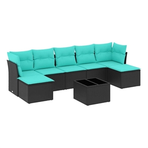 vidaXL 8 Piece Patio Sofa Set with Cushions Black Poly Rattan
