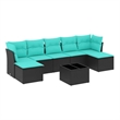 vidaXL 8 Piece Patio Sofa Set with Cushions Black Poly Rattan