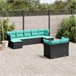 vidaXL 9 Piece Patio Sofa Set with Cushions Black Poly Rattan