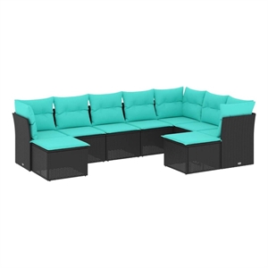 vidaXL 9 Piece Patio Sofa Set with Cushions Black Poly Rattan