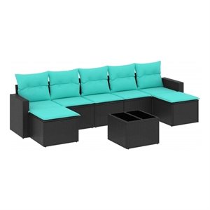 vidaXL 8 Piece Patio Sofa Set with Cushions Black Poly Rattan