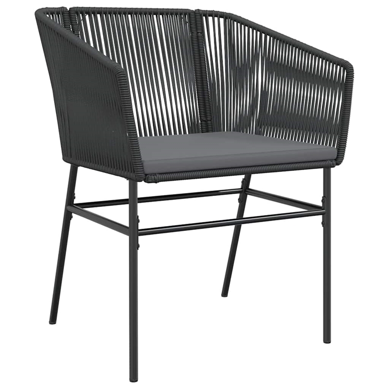 vidaXL 5 Piece Patio Dining Set with Cushions Black Poly Rattan Glass