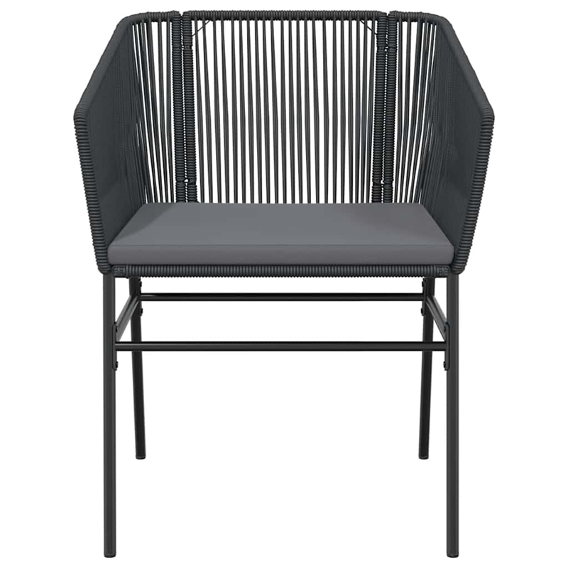 vidaXL 5 Piece Patio Dining Set with Cushions Black Poly Rattan Glass