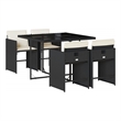 vidaXL 5 Piece Patio Dining Set with Cushions Black Poly Rattan