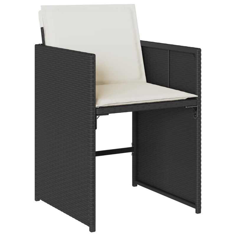 vidaXL 7 Piece Patio Dining Set with Cushions Black Poly Rattan