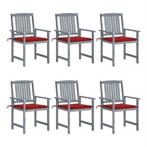 vidaXL Patio Chairs with Cushions 6 pcs Solid Acacia Wood Gray