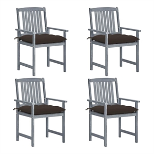 vidaXL Patio Chairs with Cushions 4 pcs Gray Solid Acacia Wood