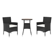 vidaXL 3 Piece Patio Bistro Set with Cushions Black Poly Rattan