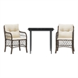 vidaXL 3 Piece Bistro Set with Cushions Brown Poly Rattan