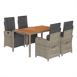 vidaXL 5 Piece Patio Dining Set with Cushions Gray Poly Rattan