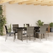 vidaXL 7 Piece Patio Dining Set with Cushions Gray Poly Rattan