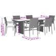 vidaXL 7 Piece Patio Dining Set with Cushions Gray Poly Rattan
