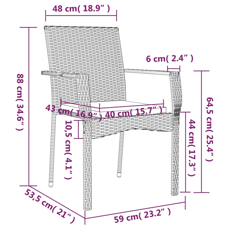 vidaXL 7 Piece Patio Dining Set with Cushions Gray Poly Rattan