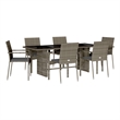 vidaXL 7 Piece Patio Dining Set with Cushions Gray Poly Rattan