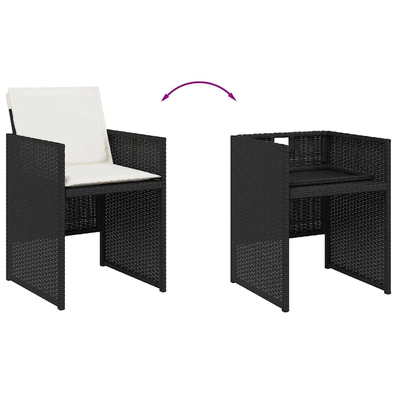 vidaXL 17 Piece Patio Dining Set with Cushions Black Poly Rattan