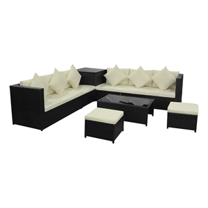 vidaXL Patio Sofa Set 26 Pieces Poly Rattan Black