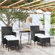 vidaXL 5 Piece Patio Bistro Set Poly Rattan and Tempered Glass Black