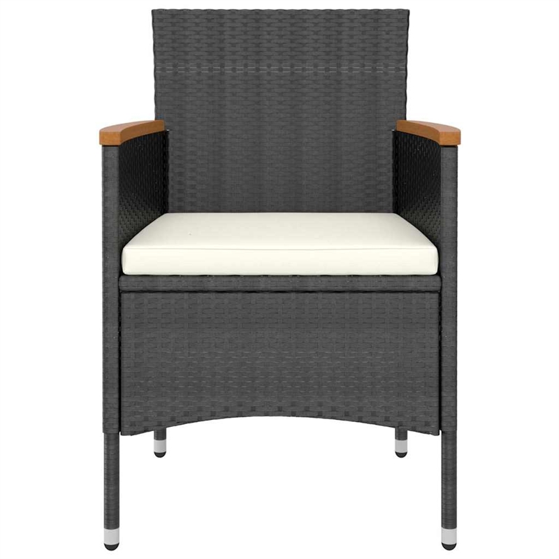 vidaXL 5 Piece Patio Bistro Set Poly Rattan and Tempered Glass Black