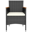 vidaXL 5 Piece Patio Bistro Set Poly Rattan and Tempered Glass Black