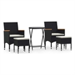 vidaXL 5 Piece Patio Bistro Set Poly Rattan and Tempered Glass Black