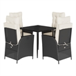 vidaXL 5 Piece Patio Dining Set with Cushions Black Poly Rattan