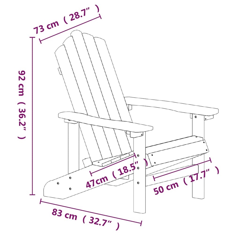 vidaXL Patio Adirondack Chair with Table HDPE Anthracite