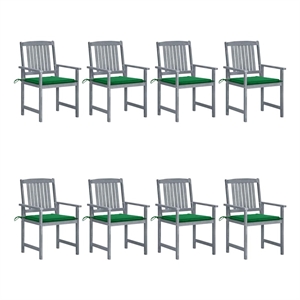 vidaXL Patio Chairs with Cushions 8 pcs Solid Acacia Wood Gray