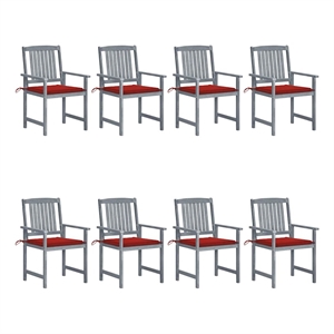 vidaXL Patio Chairs with Cushions 8 pcs Solid Acacia Wood Gray