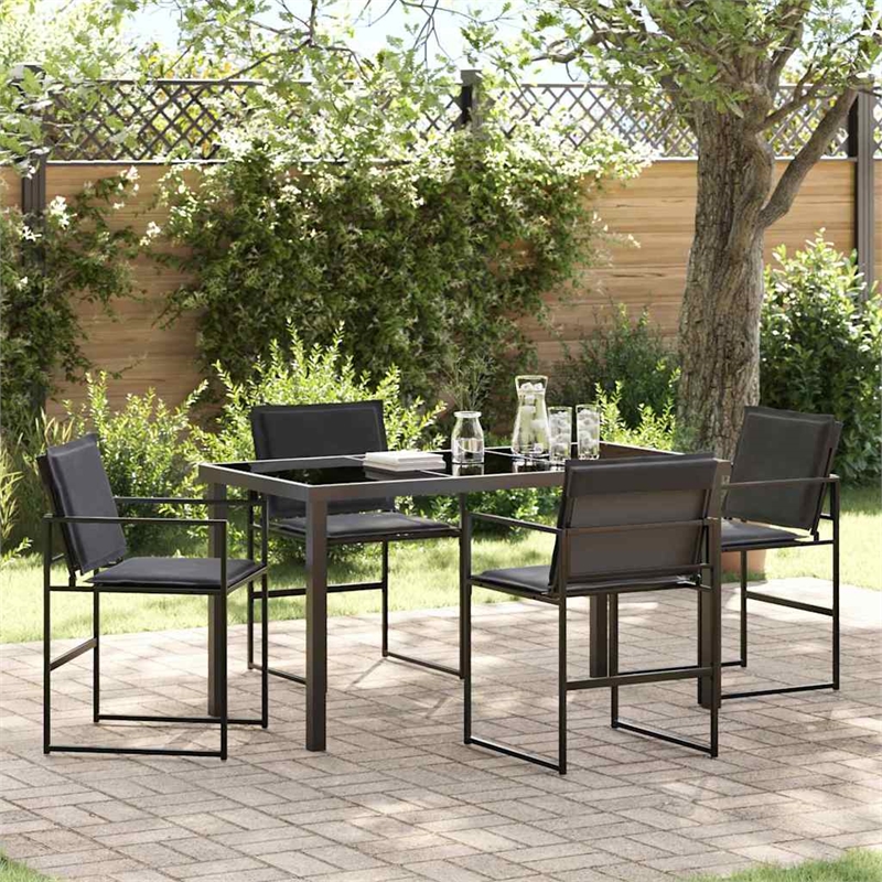 vidaXL Garden Dining Set 5 pcs Black Textilene and Steel