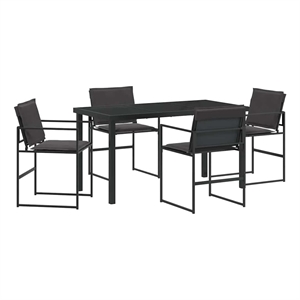 vidaXL Garden Dining Set 5 pcs Black Textilene and Steel