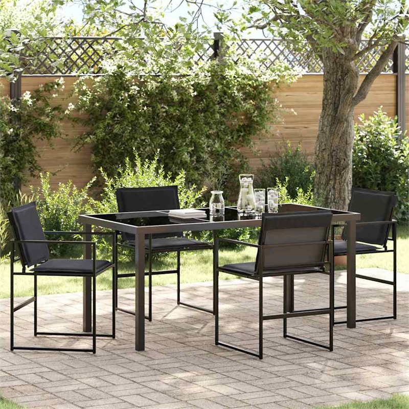 vidaXL Garden Dining Set 5 pcs Black Textilene and Steel