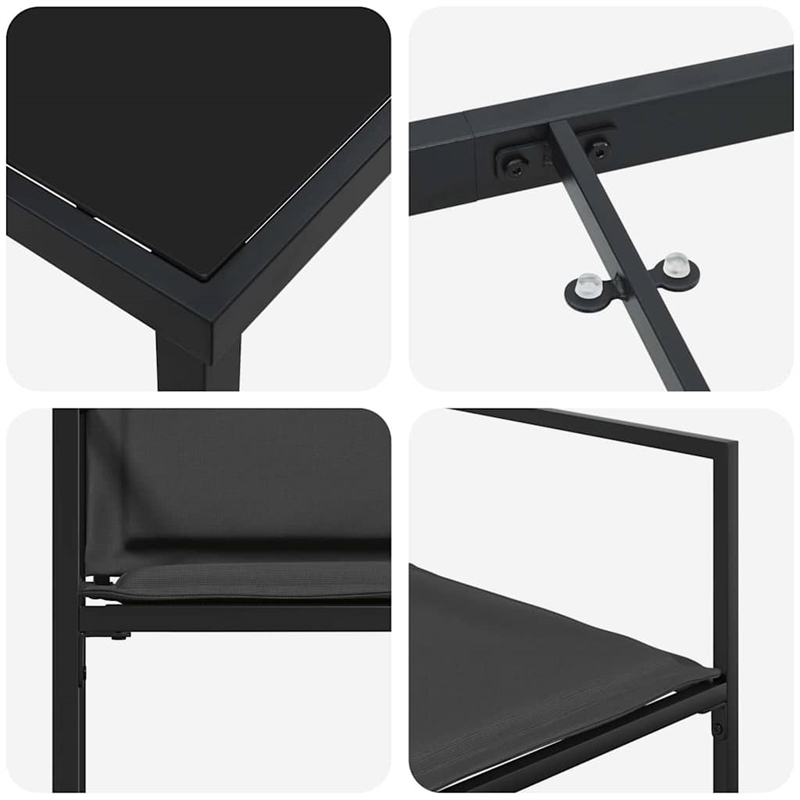vidaXL Garden Dining Set 5 pcs Black Textilene and Steel