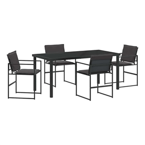 vidaXL Garden Dining Set 5 pcs Black Textilene and Steel