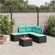 vidaXL 6 Piece Patio Sofa Set with Cushions Black Poly Rattan