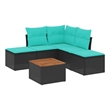 vidaXL 6 Piece Patio Sofa Set with Cushions Black Poly Rattan