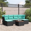 vidaXL 7 Piece Patio Sofa Set with Cushions Black Poly Rattan