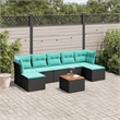 vidaXL 8 Piece Patio Sofa Set with Cushions Black Poly Rattan