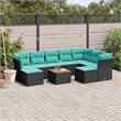 vidaXL 10 Piece Patio Sofa Set with Cushions Black Poly Rattan