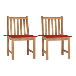 vidaXL Patio Chairs 2 pcs with Cushions Solid Teak Wood