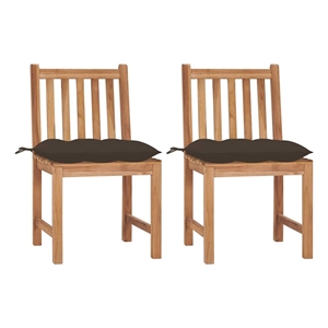 vidaXL Patio Chairs 2 pcs with Cushions Solid Teak Wood