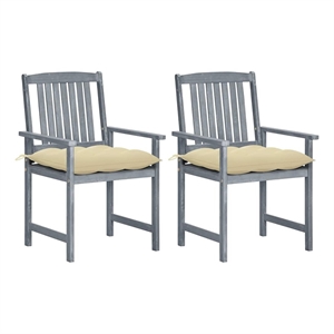 vidaXL Patio Chairs with Cushions 2 pcs Gray Solid Acacia Wood