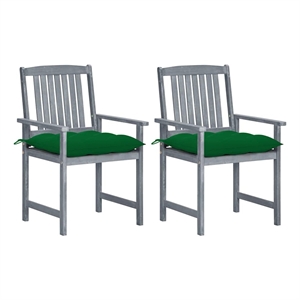 vidaXL Patio Chairs with Cushions 2 pcs Gray Solid Acacia Wood