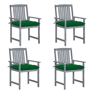 vidaXL Patio Chairs with Cushions 4 pcs Gray Solid Acacia Wood