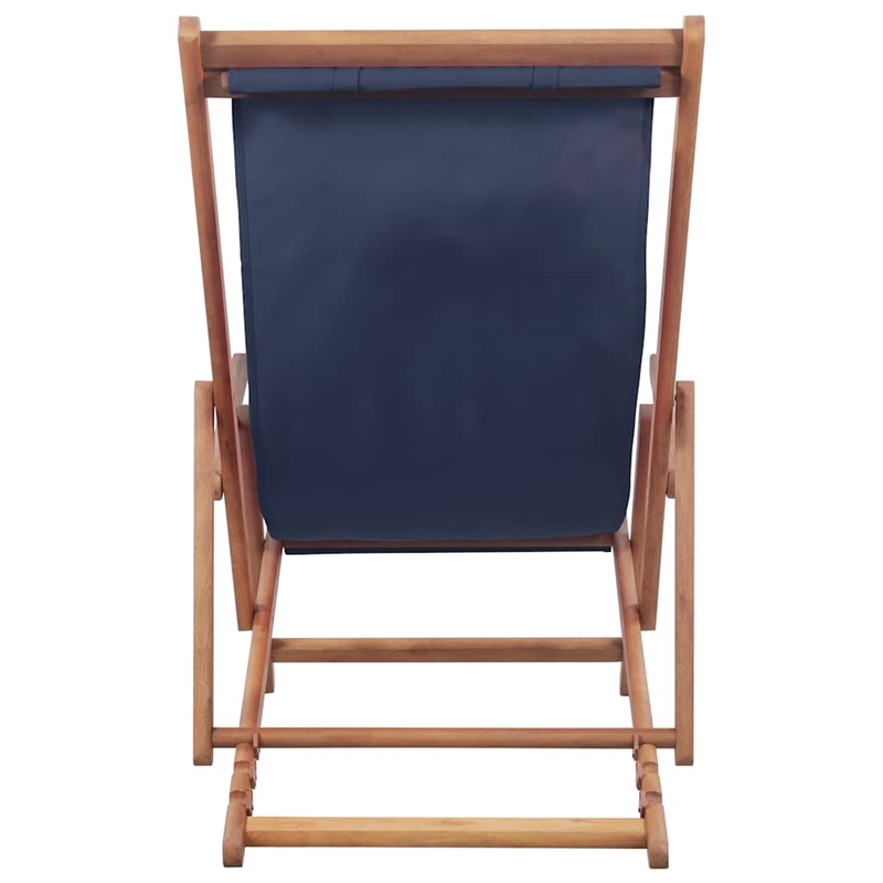 vidaXL Folding Beach Chair Fabric and Wooden Frame Blue