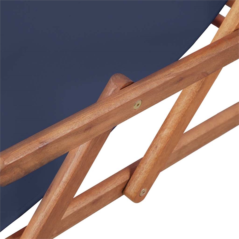 vidaXL Folding Beach Chair Fabric and Wooden Frame Blue